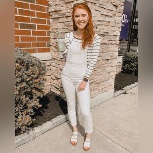 Abercrombie & Fitch White Denim Overalls